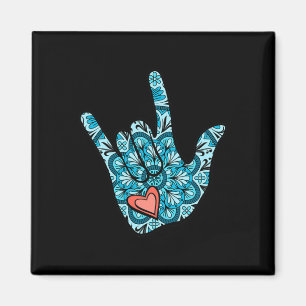 Imán Lenguaje de Rótulo que te amo Gesture Heart Deaf A