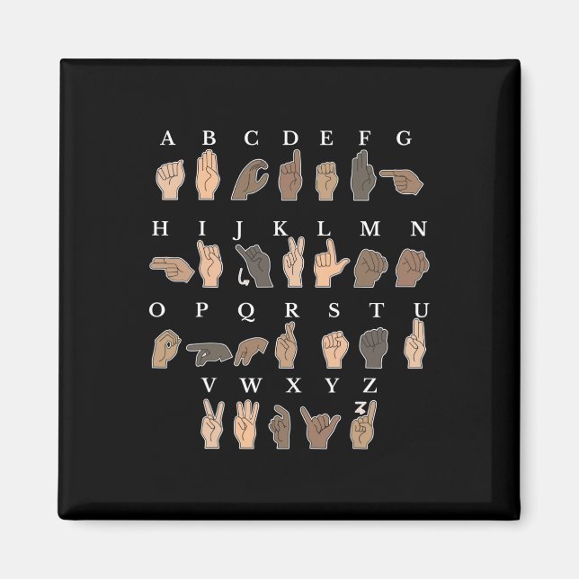 Imán Lenguaje de señas con las manos ASL gesto de mano  (Frente)