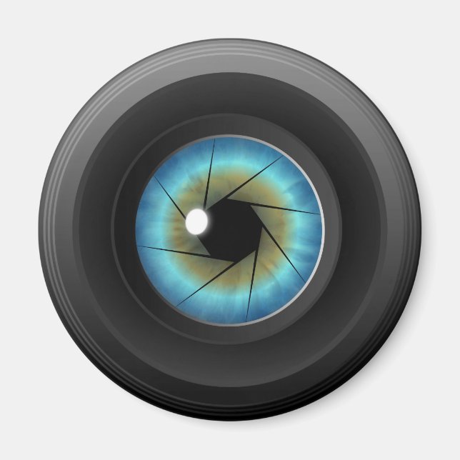 Imán Lente de cámara de ojos azul Personalizado Frigorí (Frente)