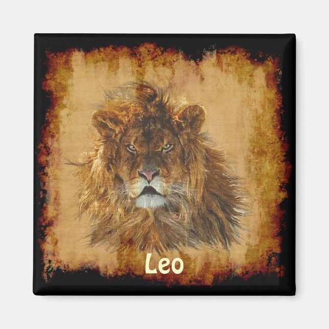 Imán "LEO" Astrología de León Magnet de Arte de Vida Si (Frente)
