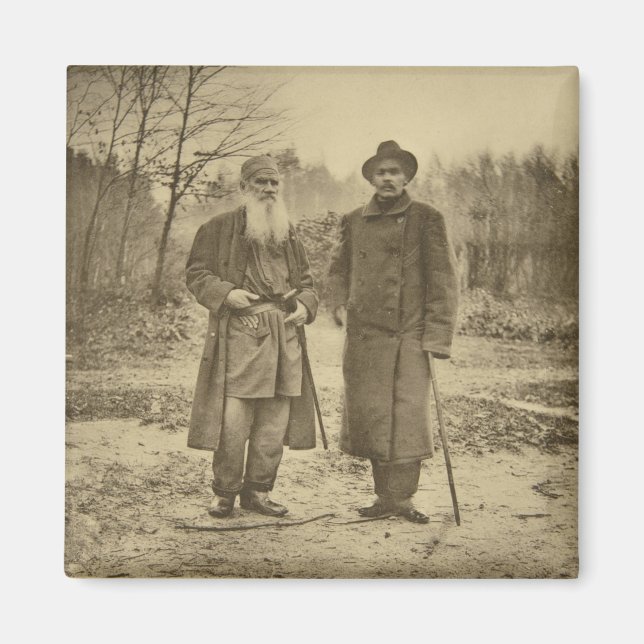 Imán Leo Tolstoy y el autor Maxim Gorky (Frente)