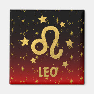 Imán Leo Zodiac Red and Black Magnet