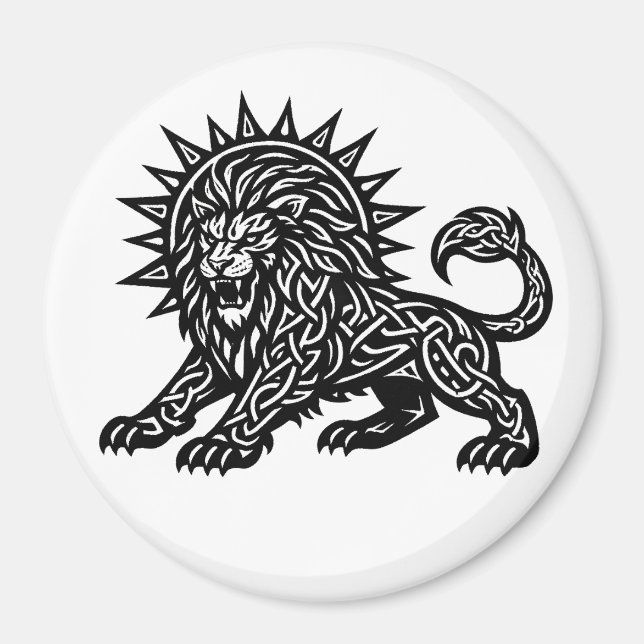 Imán Leo Zodíaco Sol‑Melena León | BurnsInHell (Frente)