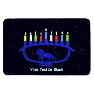 Imán León azul Menorah