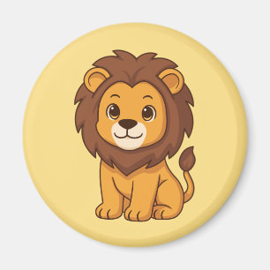Imán León de dibujos animados lindo en amarillo