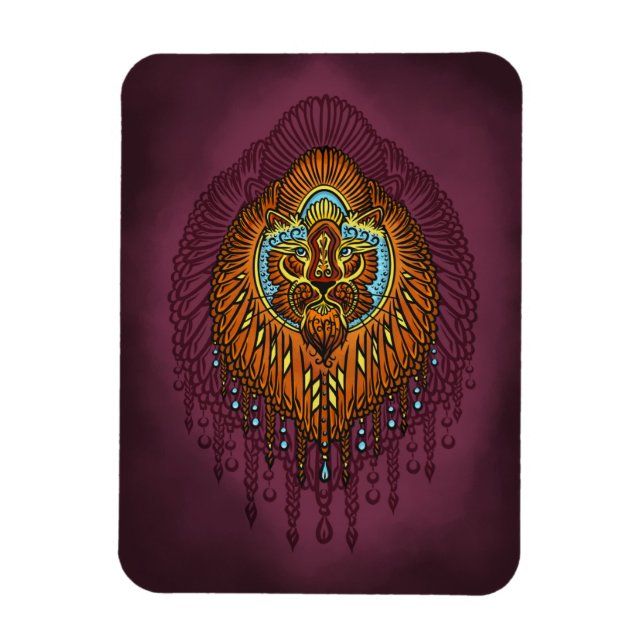 Imán León de espíritu real | Ornate Tribal Mandala Roar (Vertical)