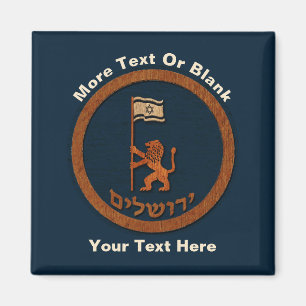 Imán León del Día de Jerusalén con bandera