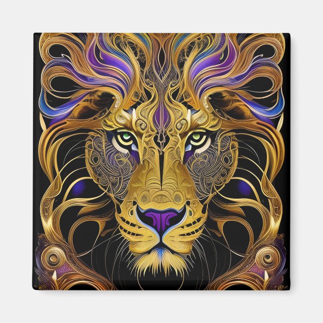 Imán León filigrí dorado (Frente)