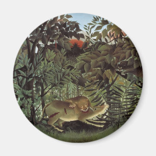Imán León hambriento de Henri Rousseau, animal salvaje 