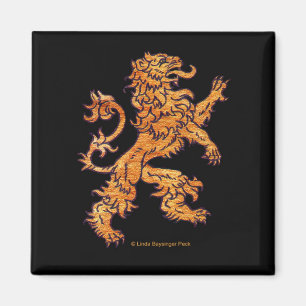 Imán León medieval del oro en negro
