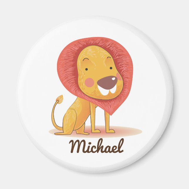 Imán León NARANJA AMARILLO personalizado (Frente)