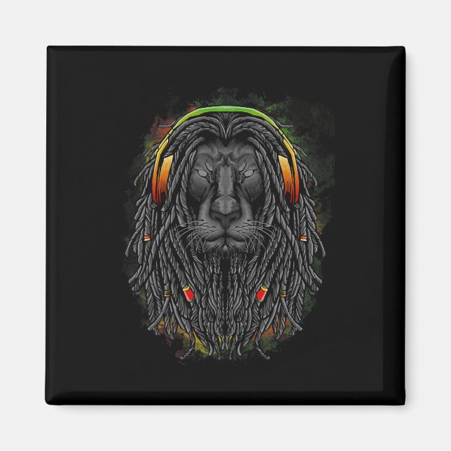Imán León negro rasta con manchas - Muéstrate tu orgull (Frente)