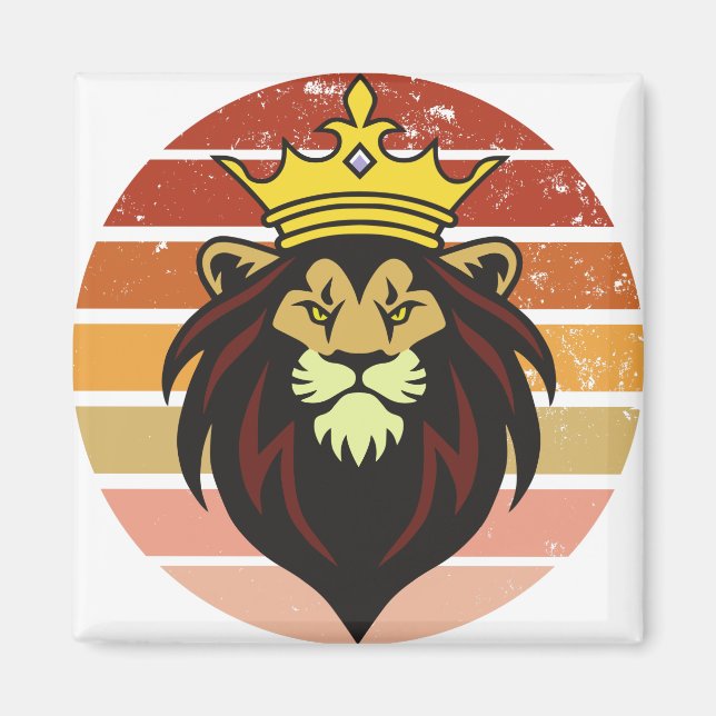 Imán León retro vintage (Frente)