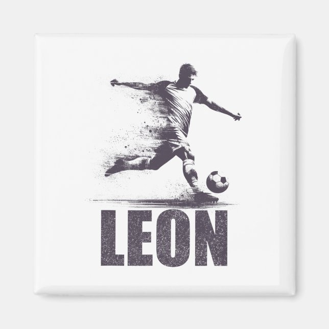 Imán Leon Soccer Boys Personalized First Name Leon  (Frente)