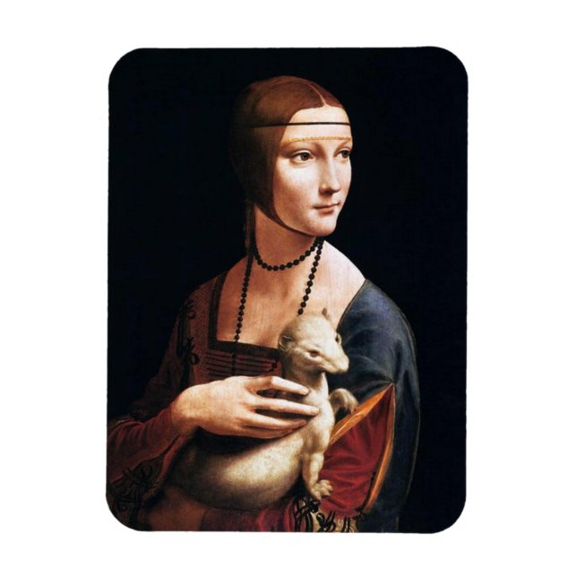 Imán Leonardo Da Vinci Lady con un Ermine Magnet (Vertical)
