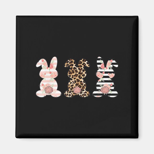 Imán Leopard Easter Bunny Rabbit Trio Cute Easter (Frente)