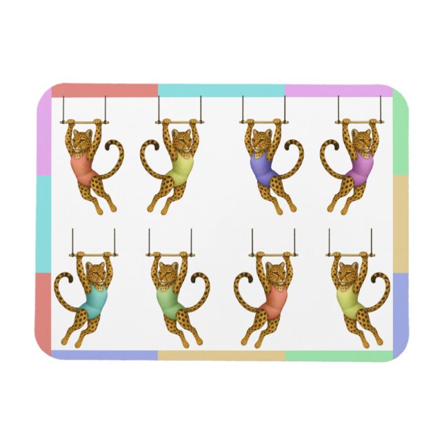 Imán Leopard on a trapeze Flexible Photo Magnet (Horizontal)