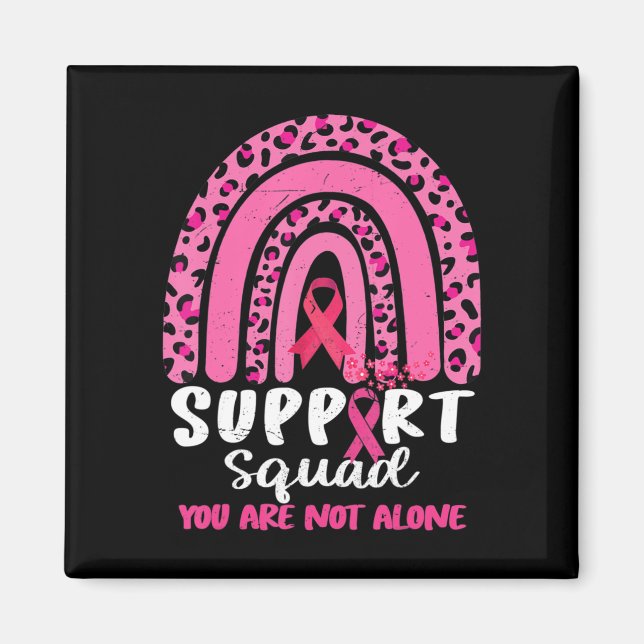 Imán Leopard Pink Rainbow Support Squad Mama Cancer A (Frente)