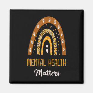 Imán Leopard Print Boho Rainbow For Mental Health Aware
