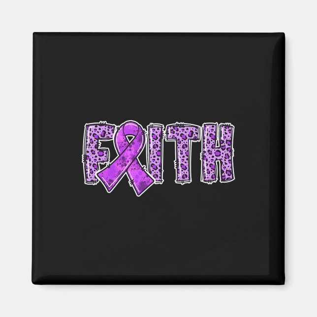Imán Leopard Print Purple Ribbon FAITH Drug Overdose w (Frente)