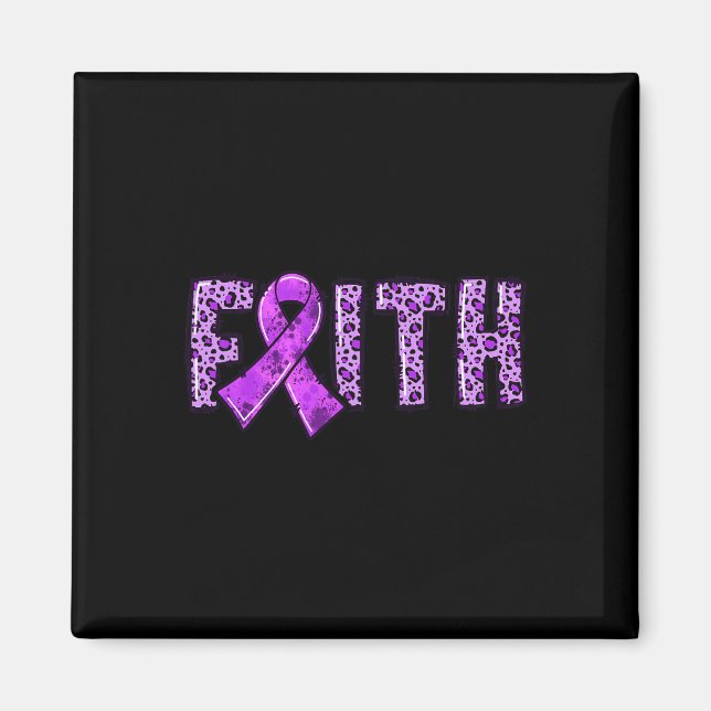 Imán Leopard Print Purple Ribbon FAITH Drug Overdose w (Frente)