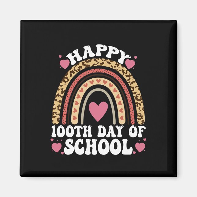 Imán Leopard Rainbow Happy 100 Day School Cute 100 Da (Frente)