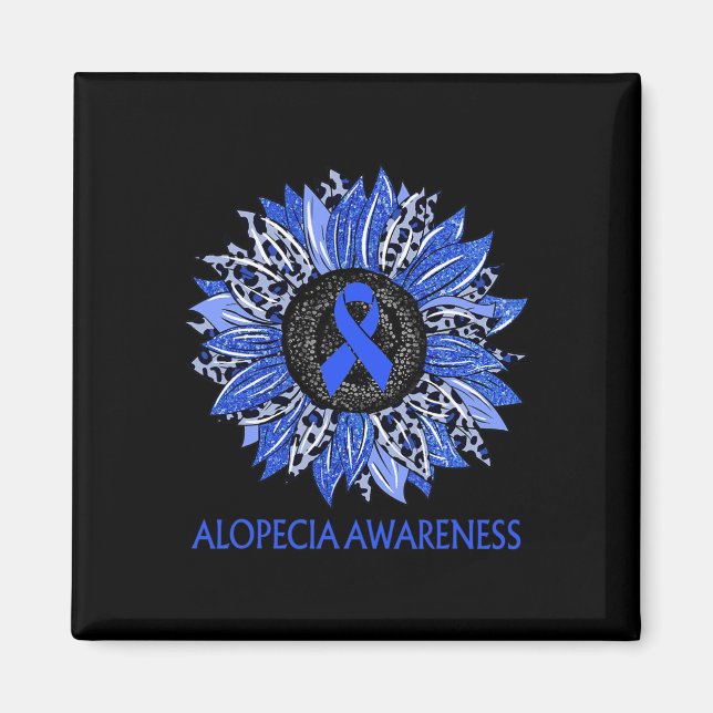 Imán Leopard Sunflower Alopecieness Blue Ribbon S (Frente)