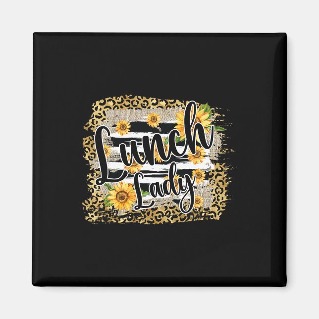 Imán Leopard Sunflower Lunch Lady De Nuevo A Sch (Frente)