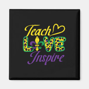 Imán Leopard Teach Love Inspire Maestra de Mardi Gras