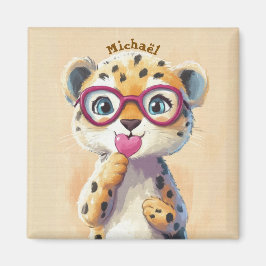 Imán Leopard Valentine's Day Heart Badge - Kids School