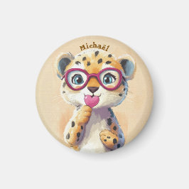 Imán Leopard Valentine's Day Heart Badge - Kids School