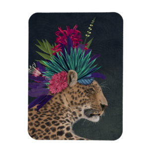 Imán Leopardo con cabeza tropical
