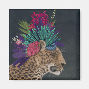 Imán Leopardo con la cabeza tropical