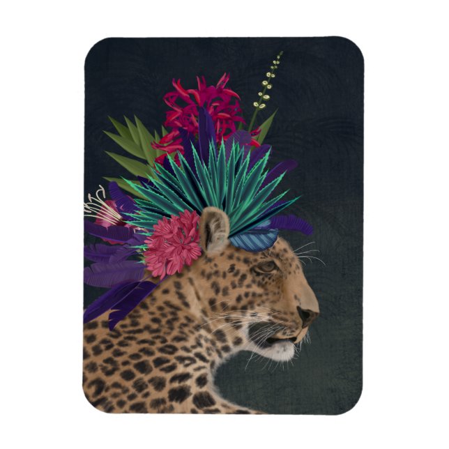 Imán Leopardo con la cabeza tropical (Vertical)