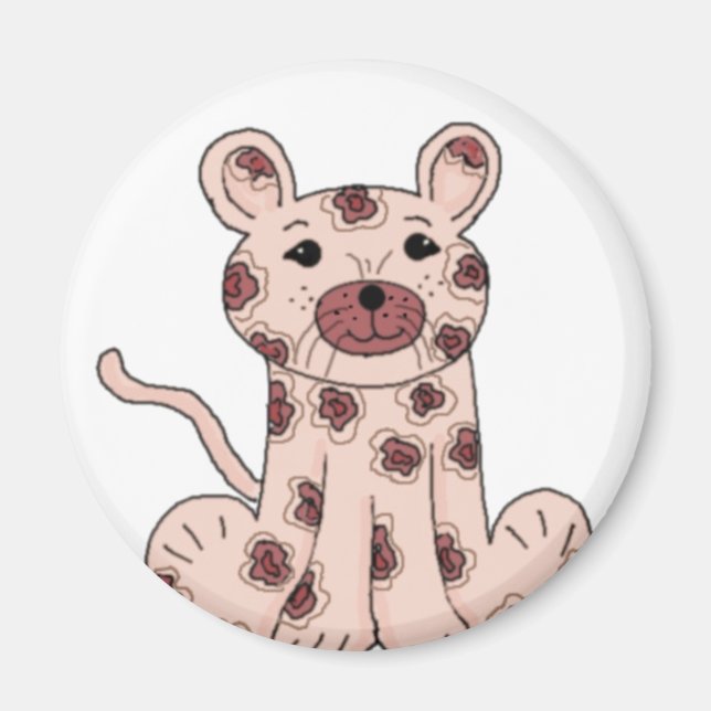 Imán Leopardo de dibujos animados rosa (Frente)