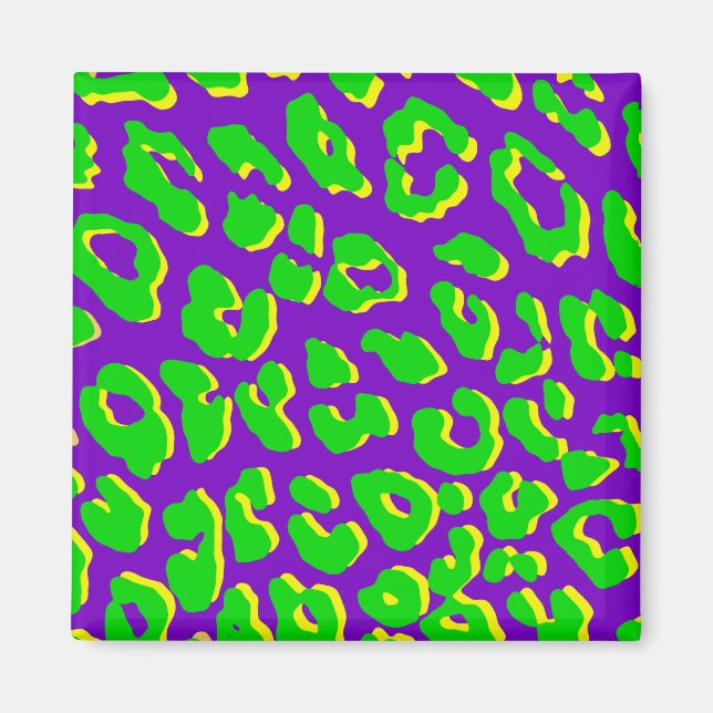 Imán Leopardo Imprimir verde morado amarillo (Frente)