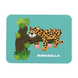 Imán Leopardo lindo durmiendo en un ilustracion de pers