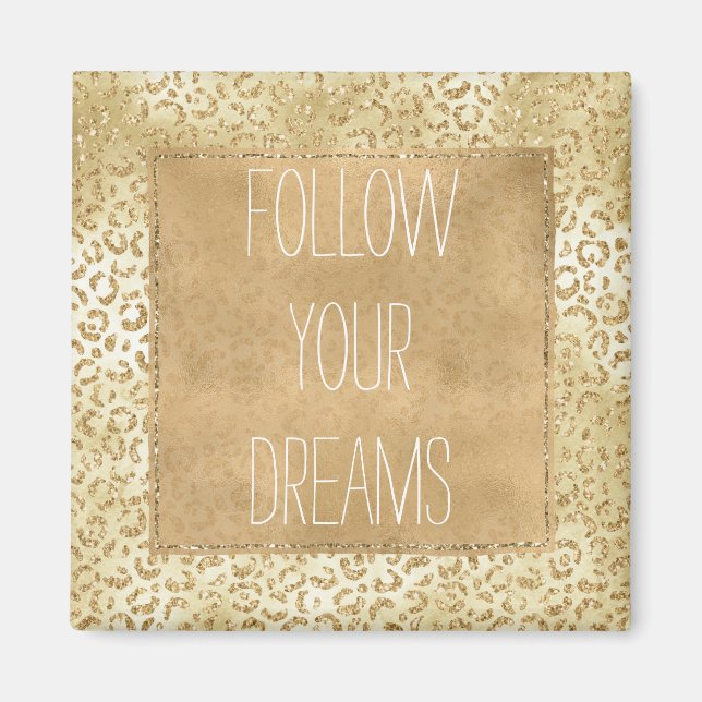 Imán Leopardo Purpurina Ombre amarillo dorado (Frente)