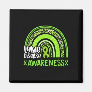Imán Leopardo Rainbow Lime Green Ribbon Lyme Disease Aw