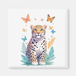 Imán Leopardo Vector Mariposa Adorable Fun Animal