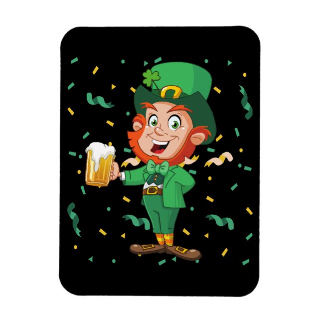 Imán Leprechaun Beer Beer St. Patrick's Day (Vertical)