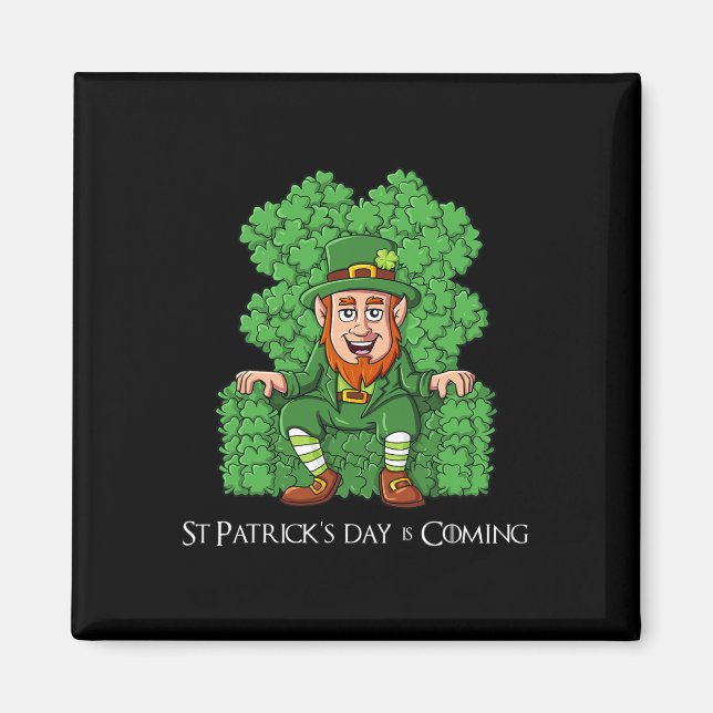 Imán Leprechaun En Clover Throne St Patricks Day Boys G (Frente)