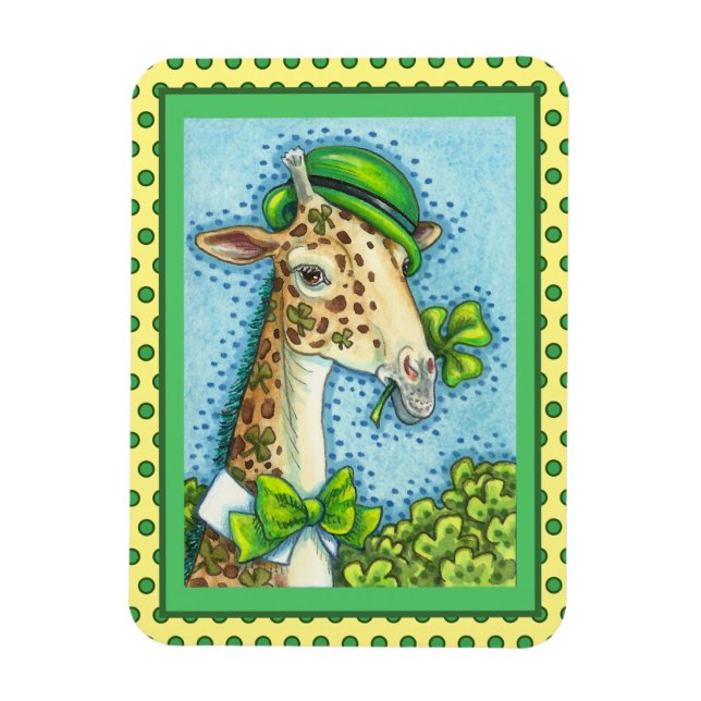IMÁN LEPRECHAUN GIRAFFE, COLORIDO ST. EL DÍA DE PATRICK (Vertical)