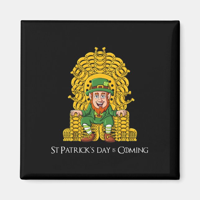 Imán Leprechaun Horse Shoe Throne St Patricks Day Boys (Frente)