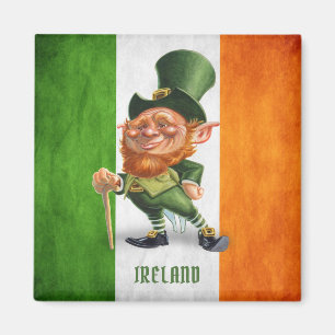 IMÁN LEPRECHAUN IRLANDÉS DE LA BANDERA