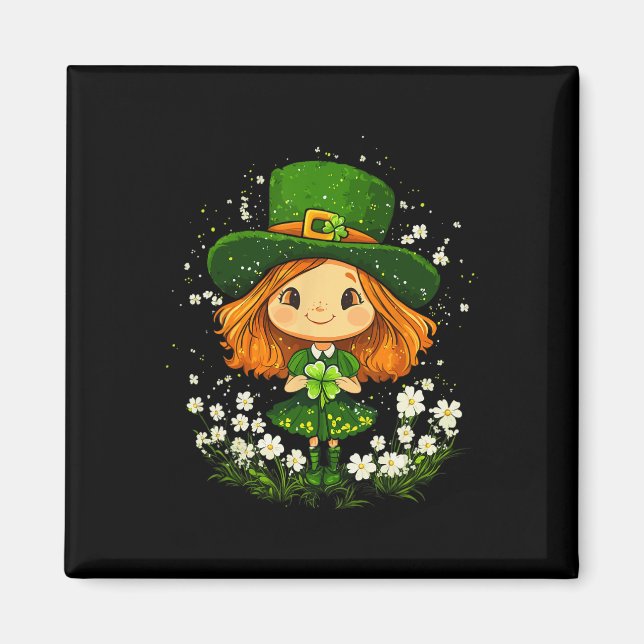 Imán Leprechaun Shamrock Chicas St Patricks Day L (Frente)
