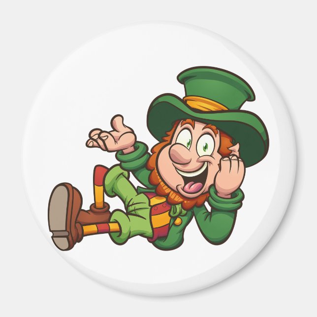 Imán leprechaun tumbado personalizado (Frente)