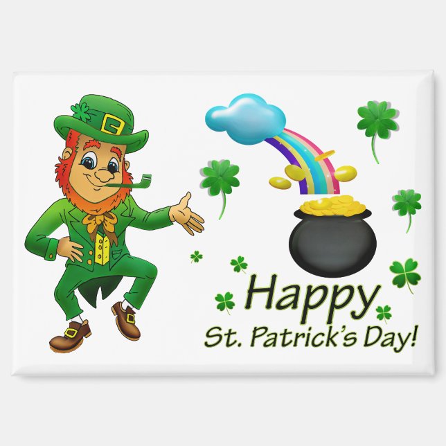 Imán Leprechaun With Rainbow Magnet (Anverso)