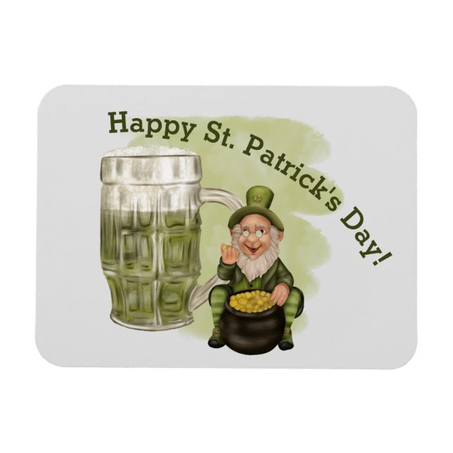 Imán Leprechaun y Green Beer St. (Horizontal)