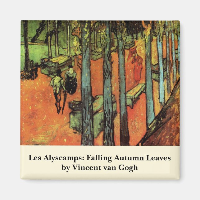 Imán Les Alyscamps, hojas de otoño de Vincent van Gogh (Frente)
